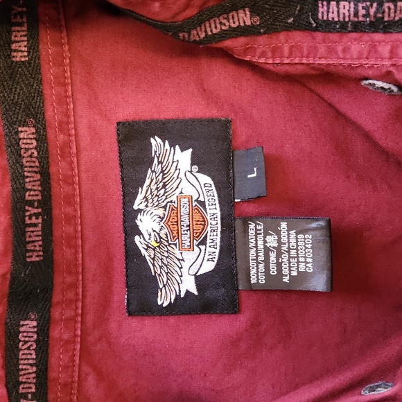 Mens Shirt, Harley-Davidson,  Large, Burgandy - Picture 5 of 5